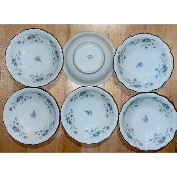 6 Johann Haviland BLUE GARLAND 5" FRUIT Berry SAUCE Dessert BOWLS Bavaria EXC!!! - Picture 2 of 9